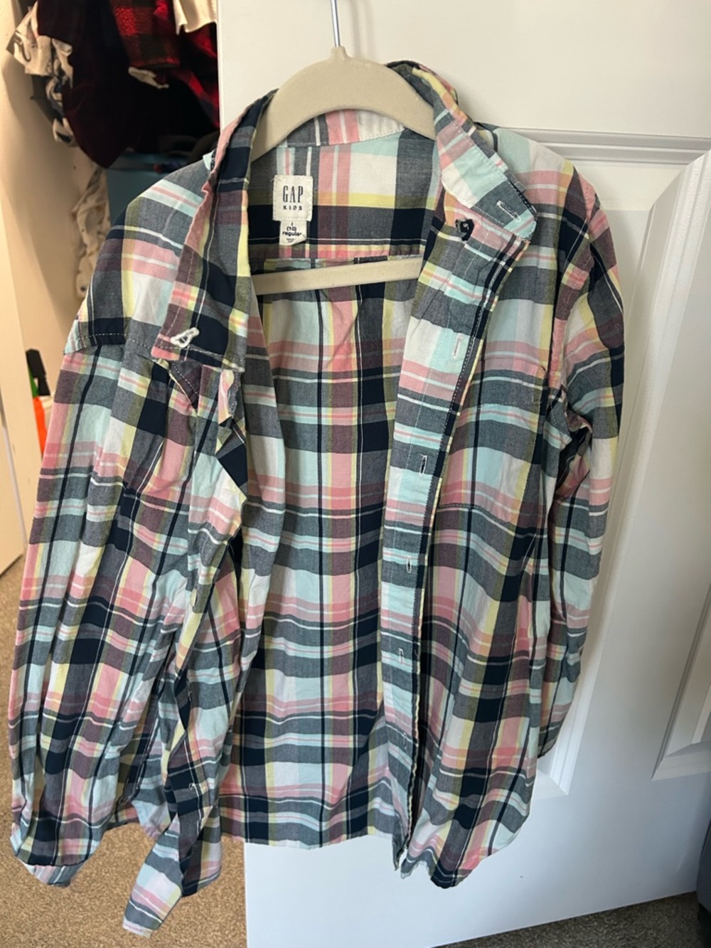 GAP Kids Pastel Plaid Button-Up Shirt